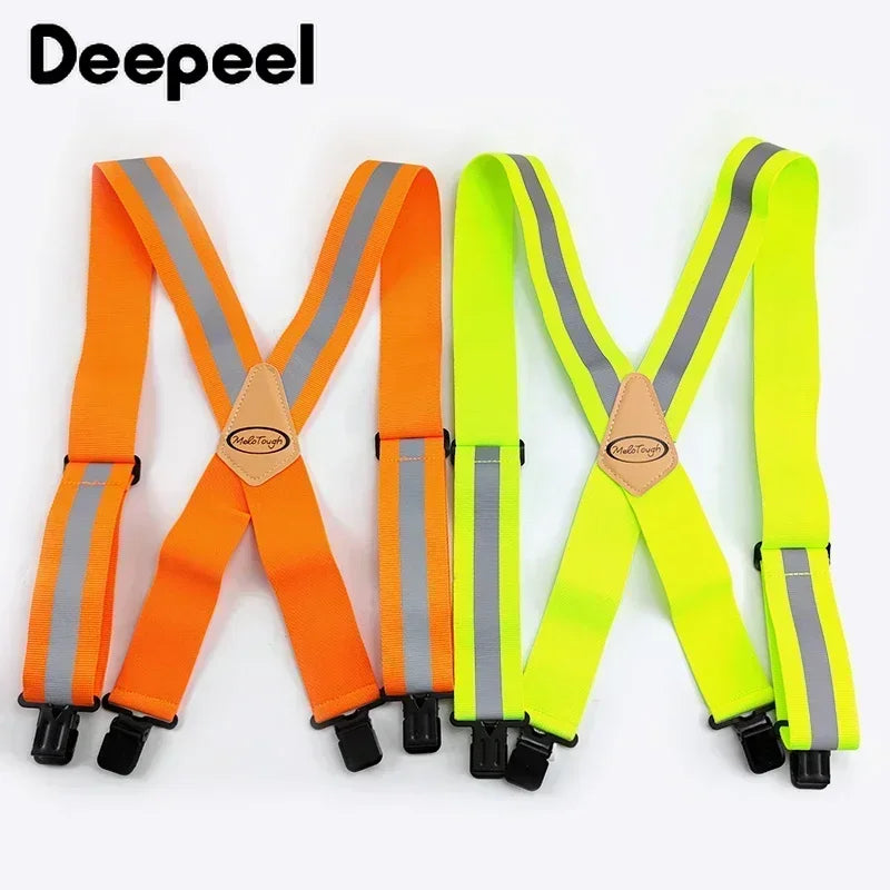 1Pc 5*120cm Men's Adult X-Type 4 Clips High Elastic Suspender Adjustable Heavy