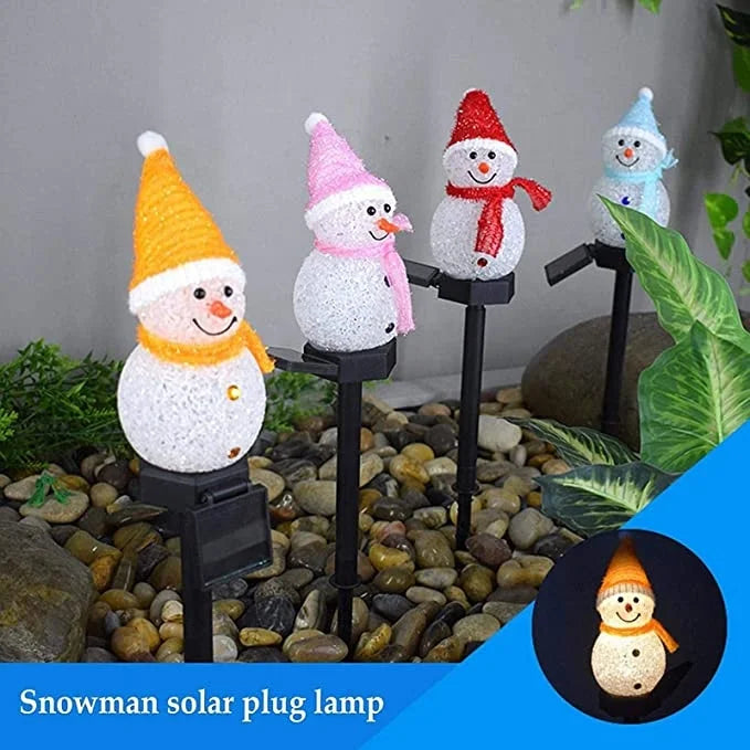 Solar Snowman Christmas Garden Lights Outdoors,Waterproof Solar Garden Lights