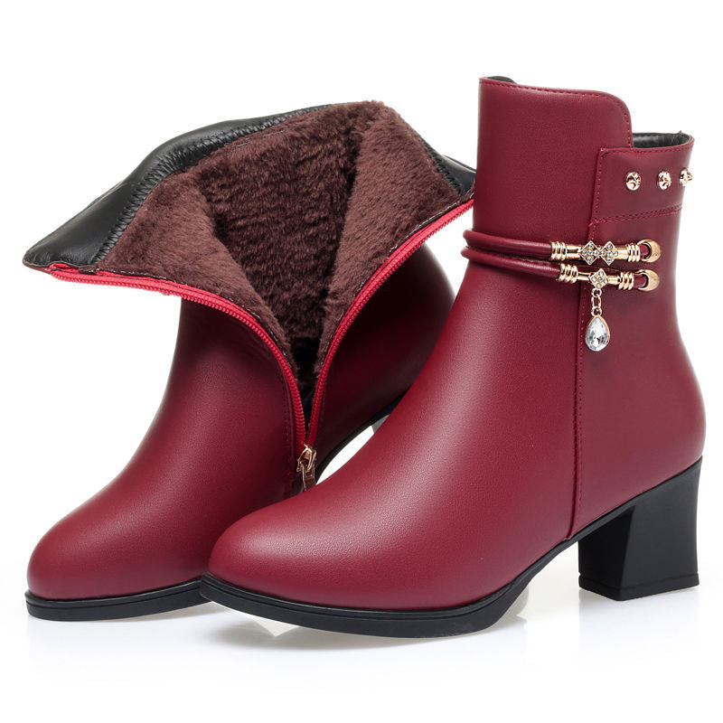 Winter Shoes for Women Soft Leather Thickened Boots for Women Snow Boots