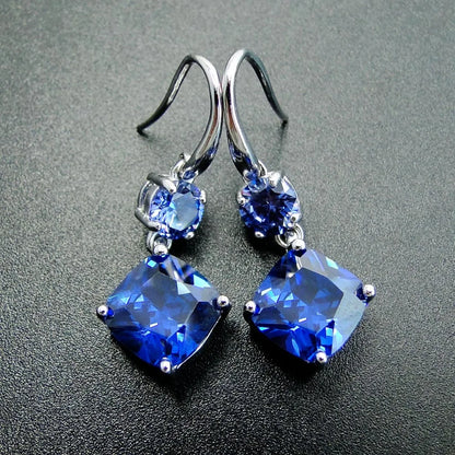 100% 925 Sterling Silver Earring With Tanzanite Drop Earrings Women Jewelry