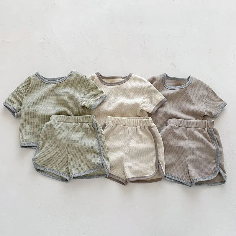 Korean Style Newborn Baby Boys Girls Clothing Suit Short