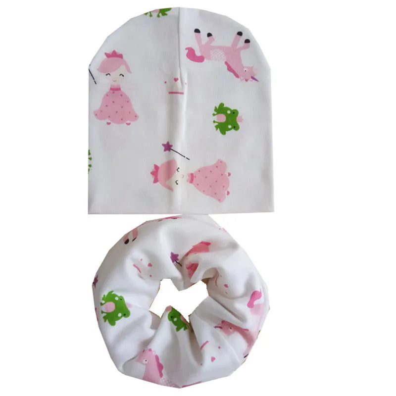 Cotton Baby Hat Scarf Photo Props Love Heart Print Girls Bufandas Kids