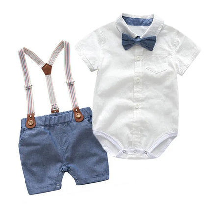 Newborn Baby Boy Bow Formal Romper Clothes Suits Gentleman Party Suit Soft