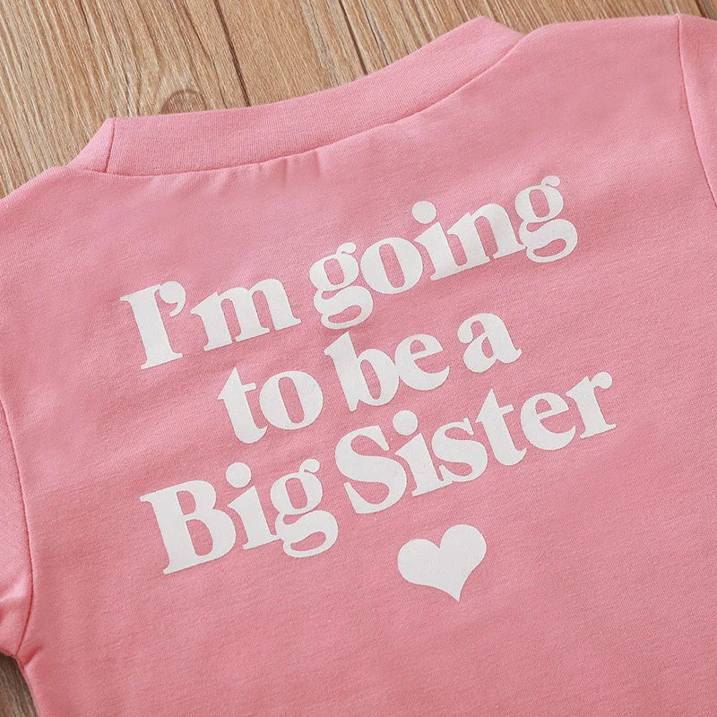 2024 Baby Big Sister Girl Shirt Clothes Cotton Kid Girls Summer Clothes Tops