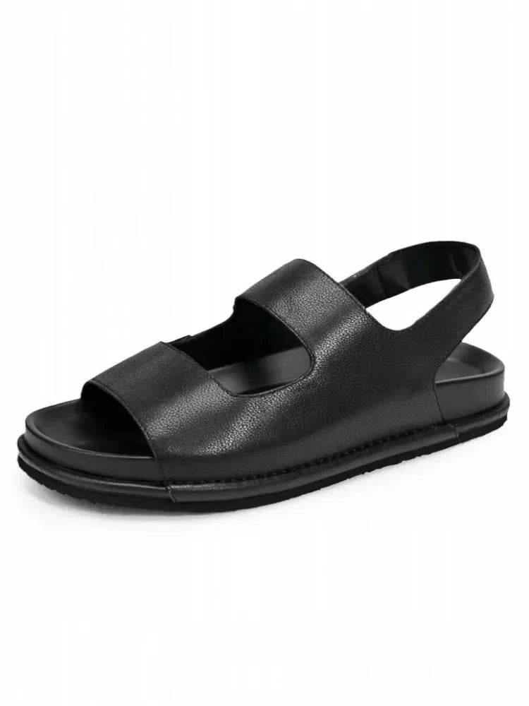 Slip-On Mens Genuine Leather Sandal Outside Casual Platform Shoes Hollow Out