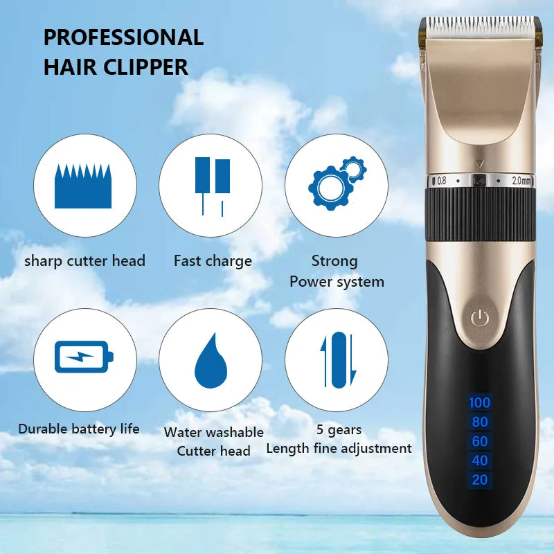 Professional Hair Clipper Men's Barber Beard Trimmer Rechargeable Hair Cutting