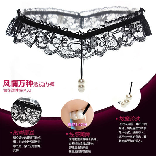 Lace Women Thongs and G String Sexy Pearl T-Back Woman Sexy Panties