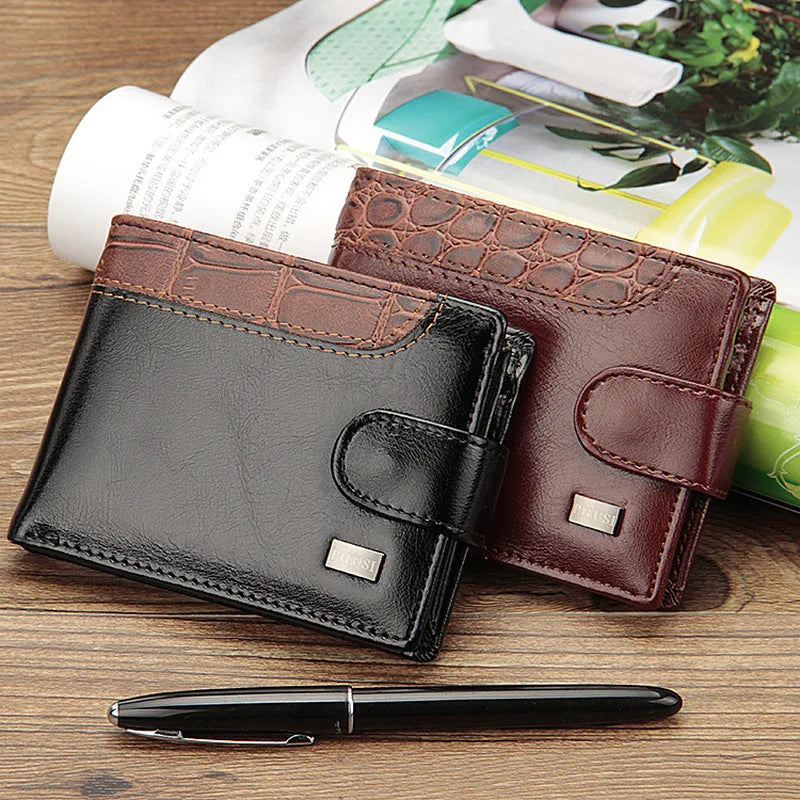 New Brand Trifold Wallet Men Clutch Money Bag Patchwork Leather Men Wallets