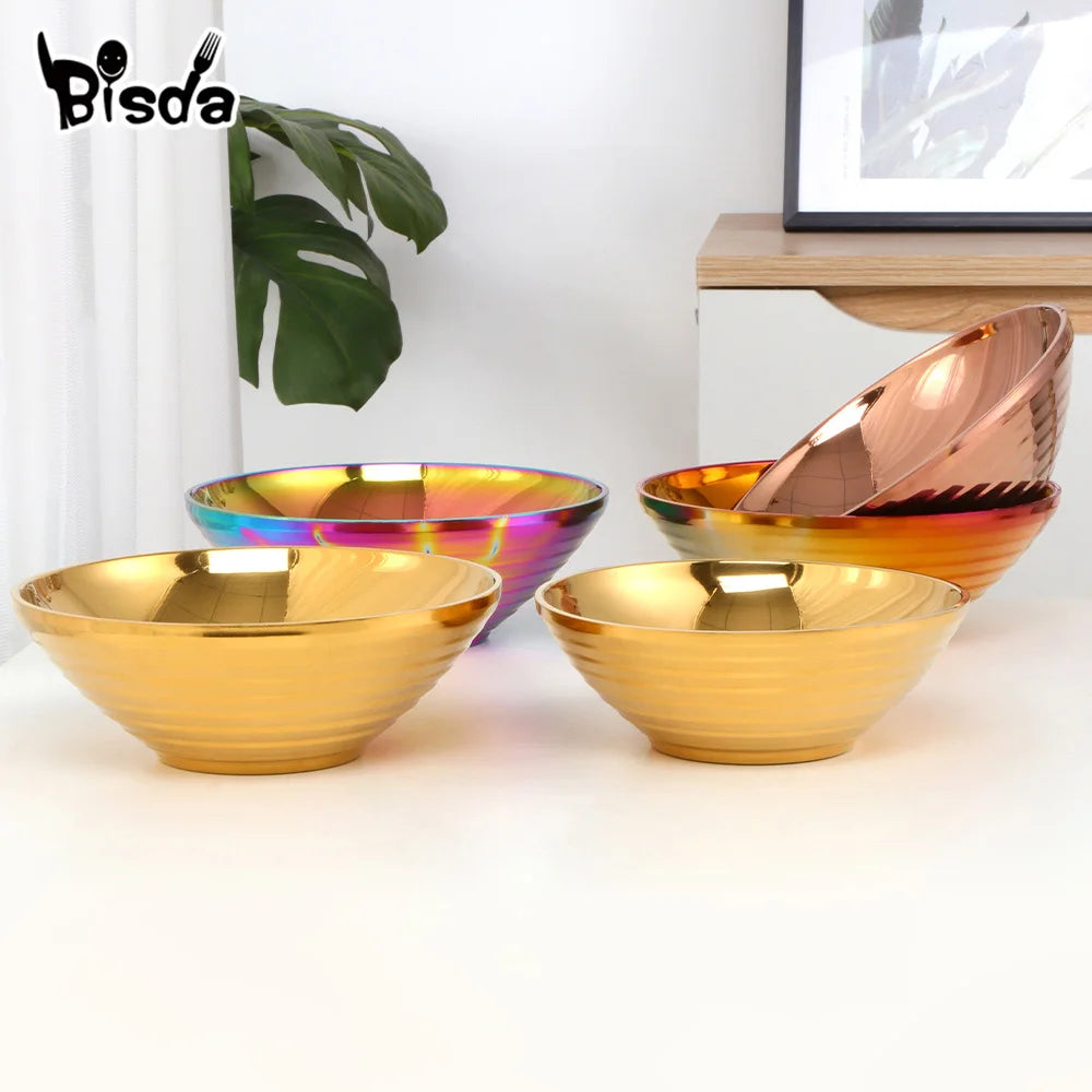 Stainless Steel Soup Bowl Gift Double Layer Anti-Scalding Tableware