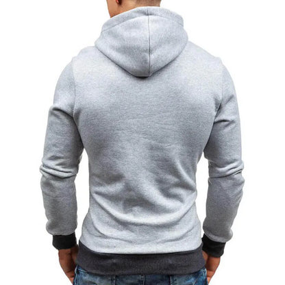 New Casual Solid Mens Hoodies Diagonal Zipper Long Sleeve Hoodie Sweatshirts Men