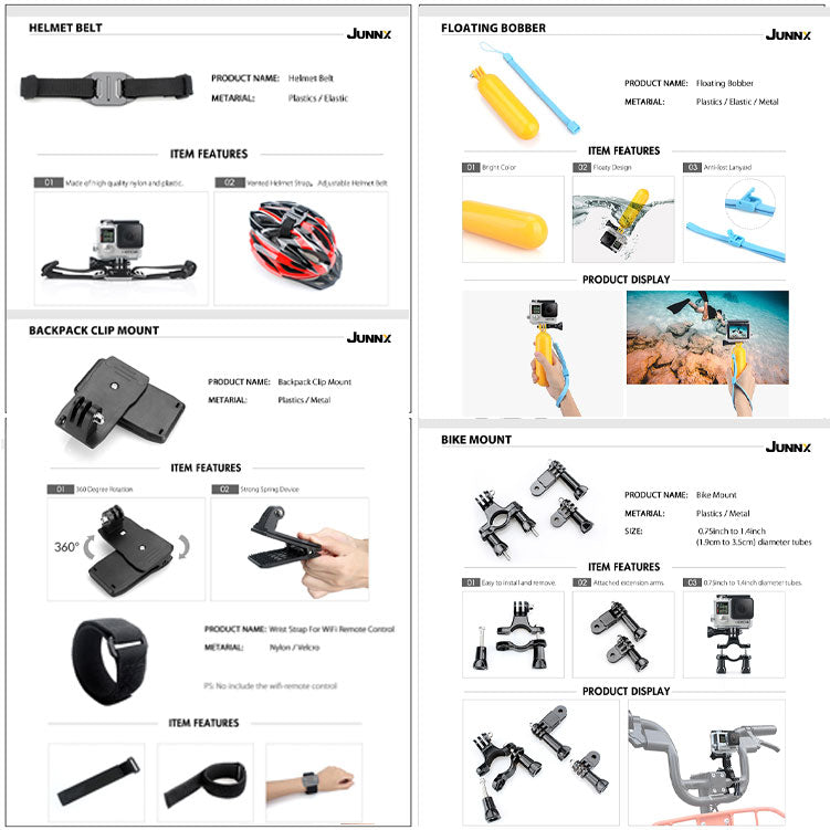 Wholesale 50-In-1 Go Pro Action Sports Camara Accessories Set Kit Go Pro