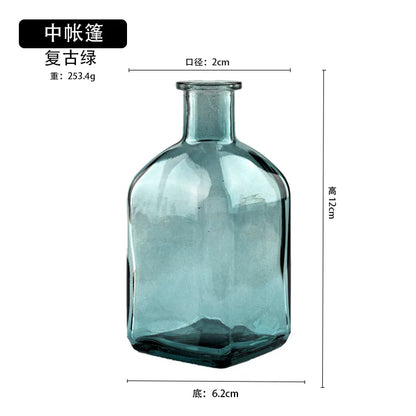 Colorful Glass Vase Transparent Simple Glass Bottle Table Crafts Ornaments