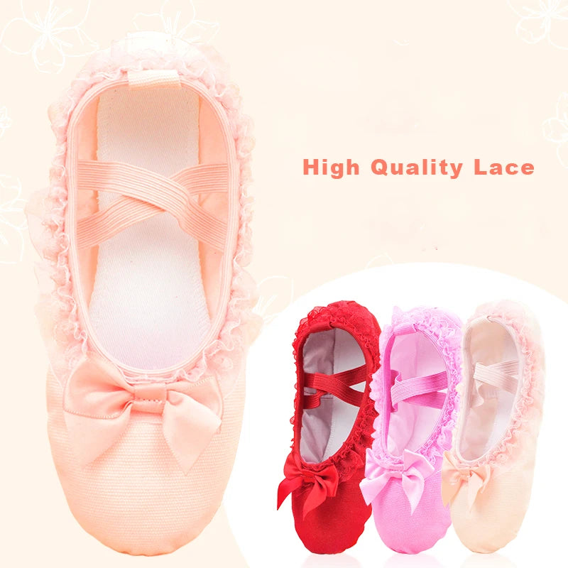 Sales Ballet Dance Shoes Girls Toddler Ballet Slippers Lace Canvas Slip