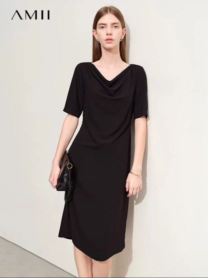 Amii Minimalism Dress for Women 2024 Summer New Office Lady