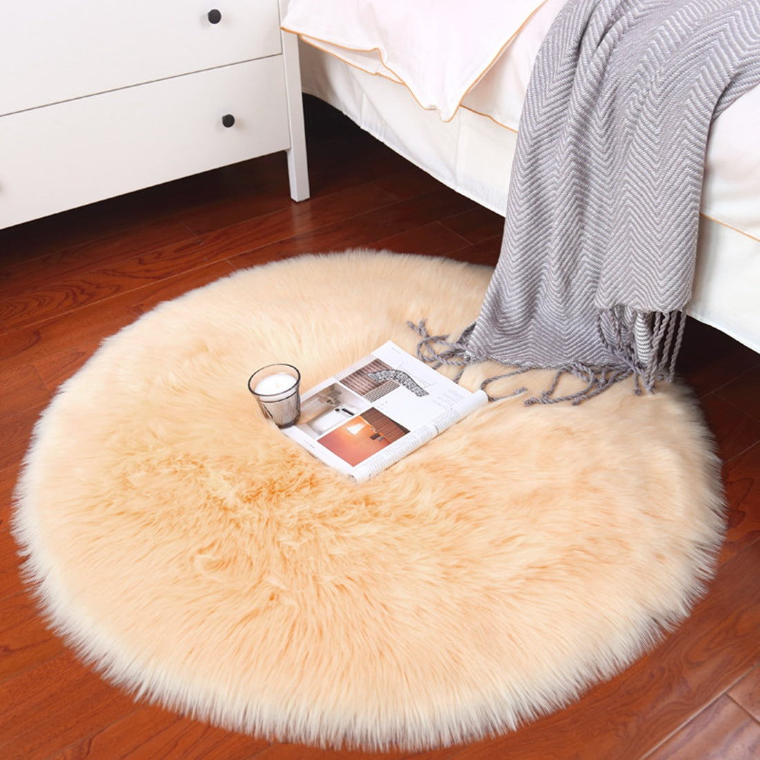 Shag Soft Rug Polyester Doormat 1.97'*1.97' Inch Shaggy Area Rug for Bedroom