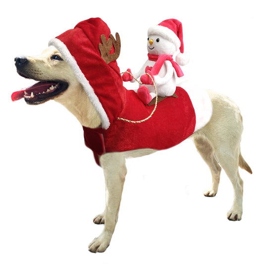 Pet Dog Christmas Costume Santa Claus Riding Dress Christmas Pet Clothes Riding