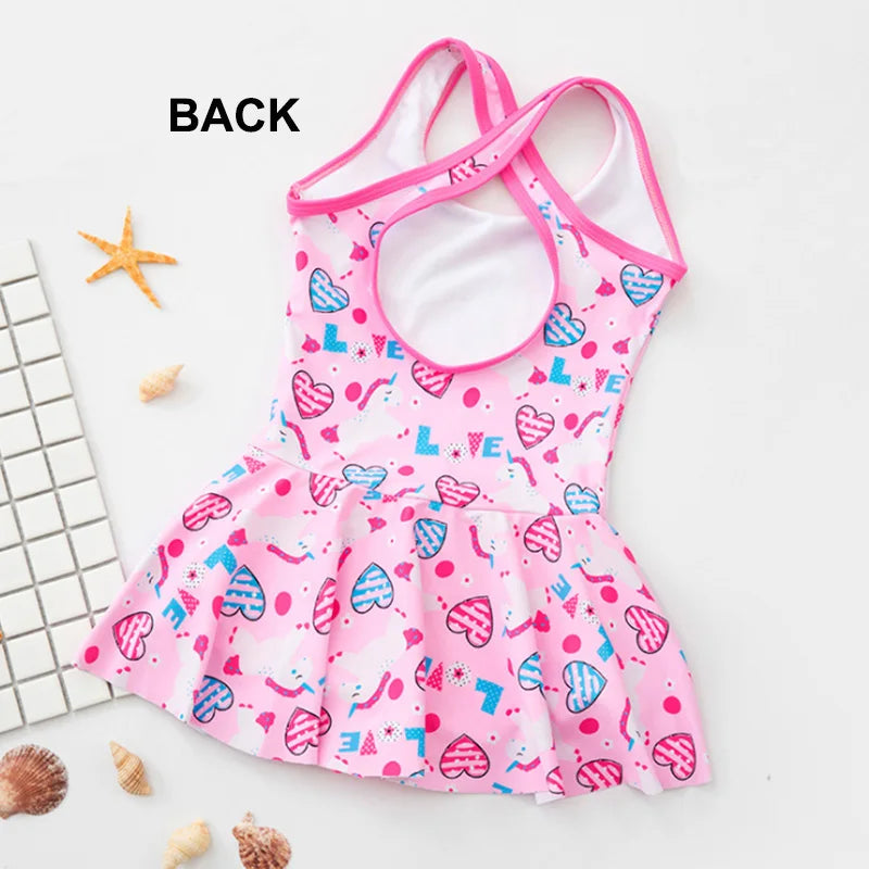 Girls Swimsuit Children Swimwear One-Piece Swimming Skirt Bikini Kids Summer