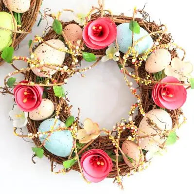 Happy Easter Eggs Door Rattan Wreath, Wedding Party Supplies, Home Decoration