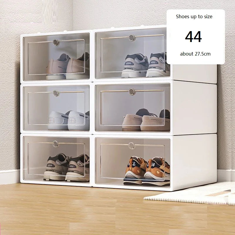 6pc Transparent Plastic Shoe Box Organizer Home Doorway Simple Shoe Rack Storage