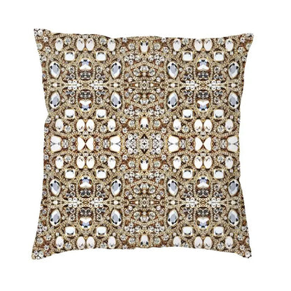 Modern Jewelry Gemstone Silver Crystal Cushion Cover Polyester Glitter