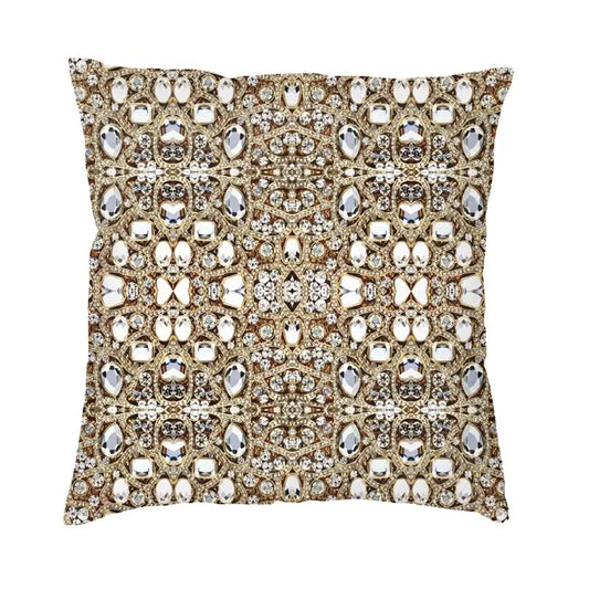 Modern Jewelry Gemstone Silver Crystal Cushion Cover Polyester Glitter