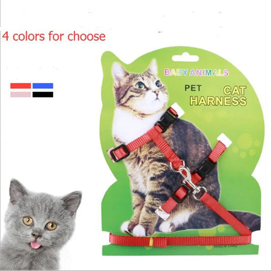 Pet Cat Collar Harness and Adjustable Nylon Pet Traction Dog Kitten Collar