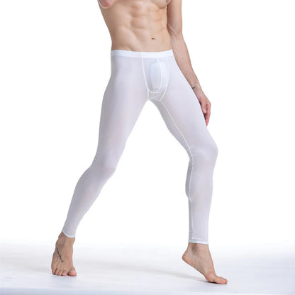 CLEVER-MENMODE Sheer Men's Ice Silk Long Johns Pants Elastic Underwear