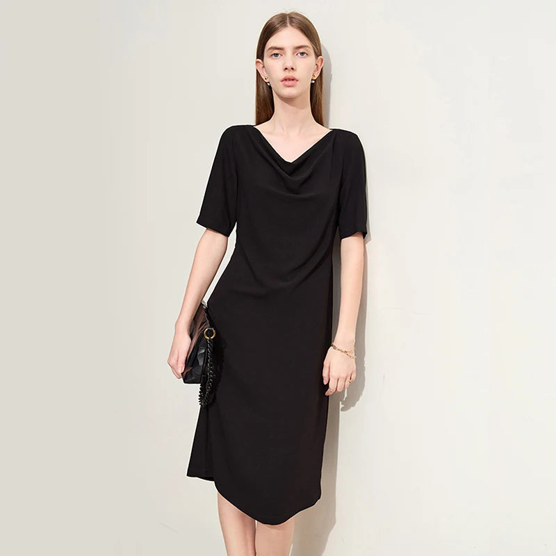 Amii Minimalism Dress for Women 2024 Summer New Office Lady