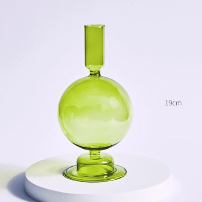 Lazzy House Candle Holders Decoration Wedding Nordic Green Glass Candlestick