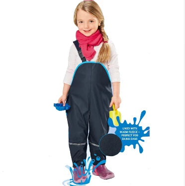 1-7y Boys Girls Suspenders Beach Pants Children Rain Pants Waterproof Ski Pants