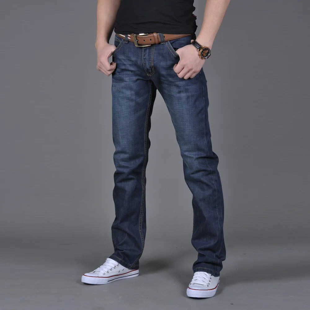 2024 New Men's Denim Pants Korean Fashion Washed Baggy Jeans Streetwear