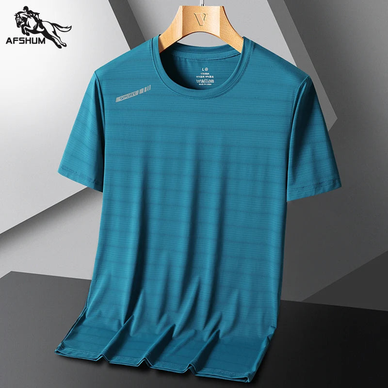 T-Shirt Men 6XL 7XL 8XL Summer New Ice Silk Mens Short Sleeve Fitness T-Shirts