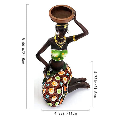 Statue Sculpture Candleholder African Figurines 8.5" Candle Holder