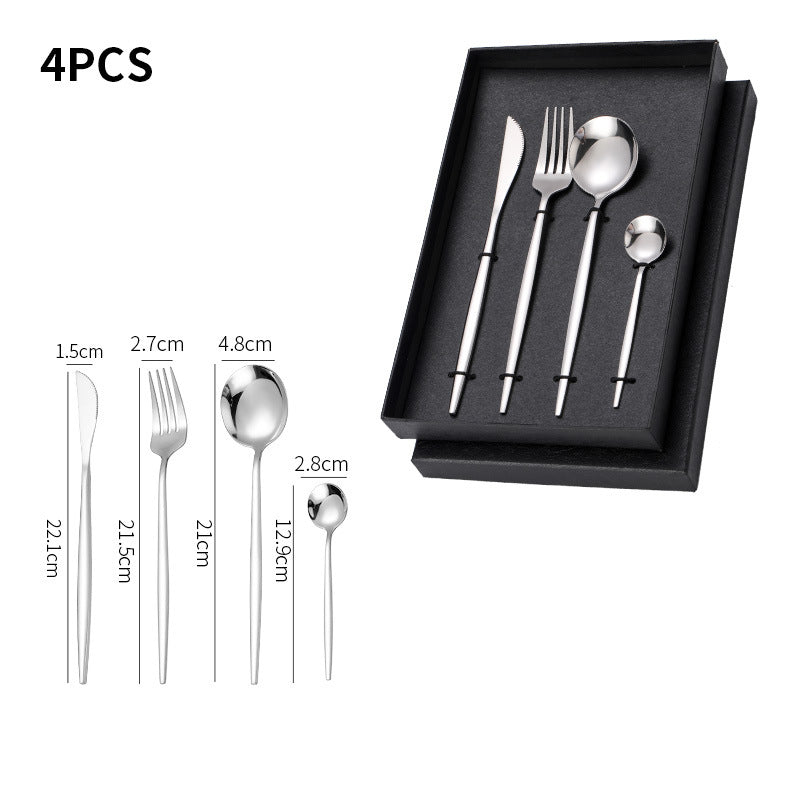 Dropshipping 4Pcs Stainless Steel Fork Spoon Cutlery Dinnerware Set Golden set