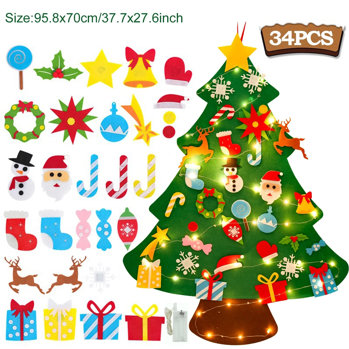 Kids DIY Felt Christmas Tree Merry Christmas Decorations for Home 2024