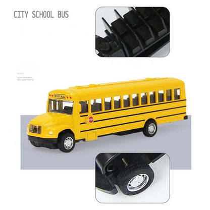 1/64 Diecast Alloy School Bus Kids Toy Car Inertia Vehicle Model Toys