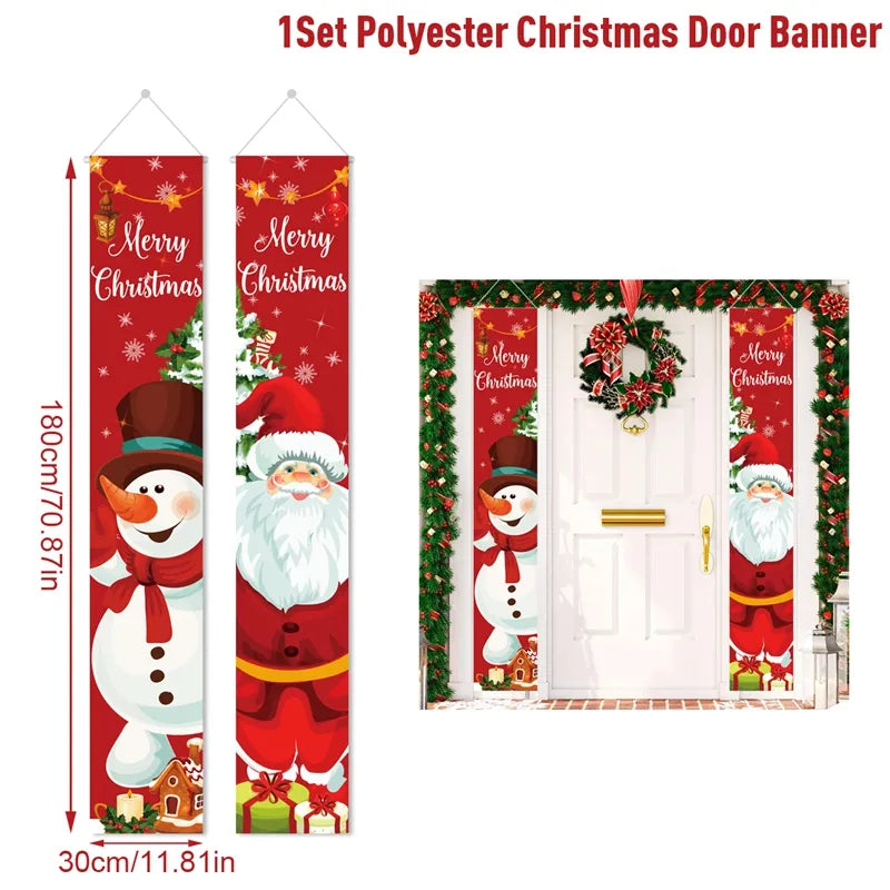 Christmas Door Decoration 2024 Merry Christmas Banner Decor for Home