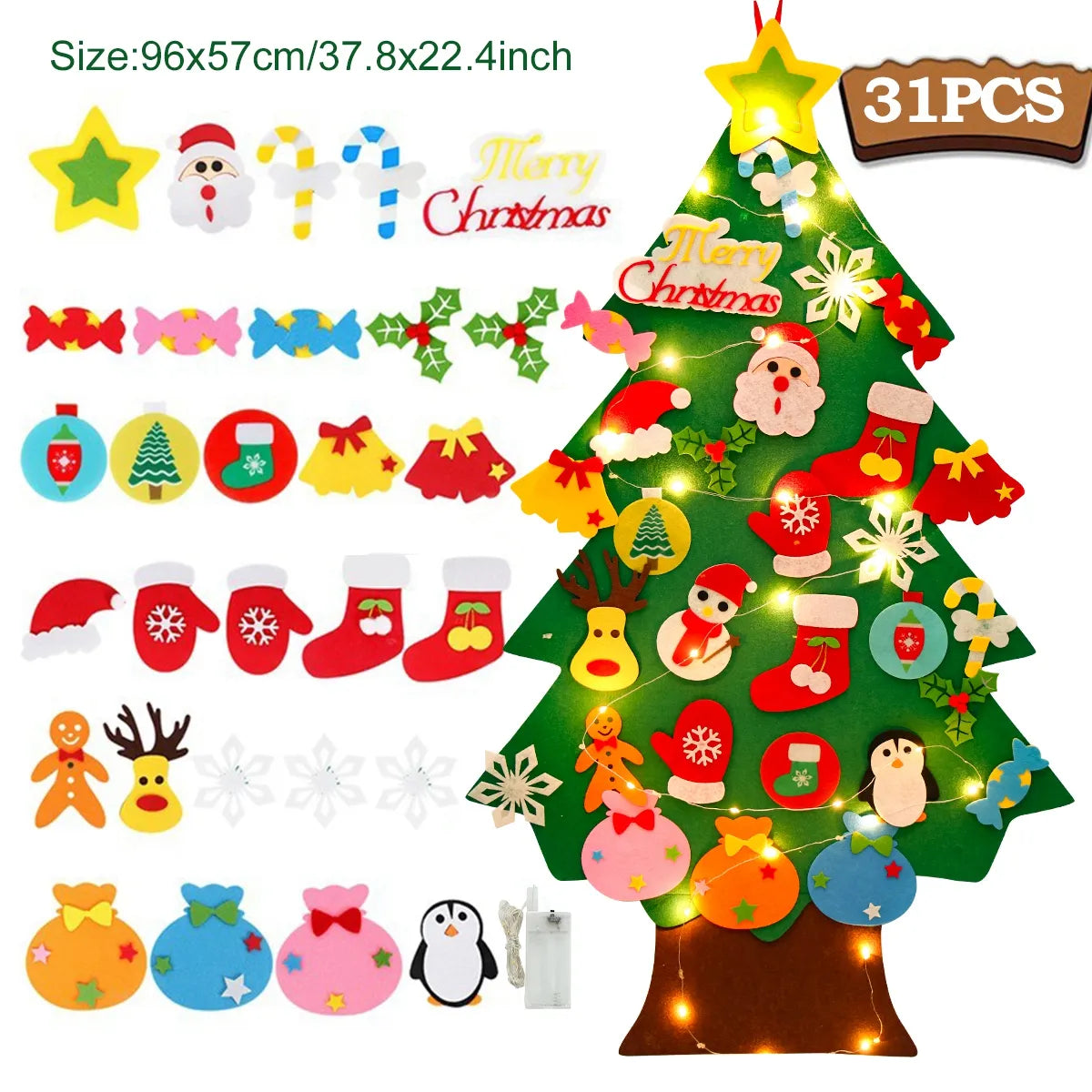 Kids DIY Felt Christmas Tree Merry Christmas Decorations for Home 2024