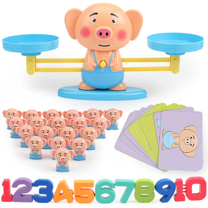Math Match Game Board Toys Monkey Cat Digital Balance Scale Toy Kids