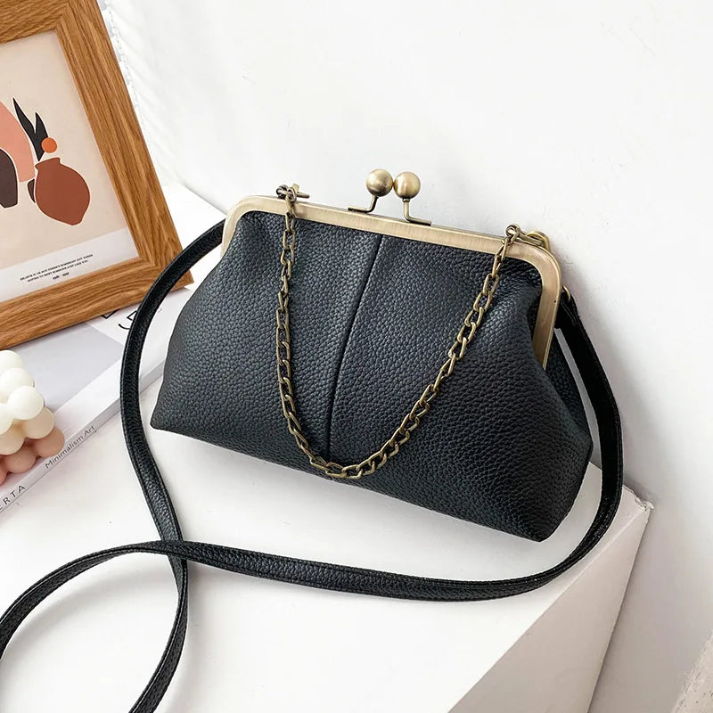 Vintage Fashion PU Leather Bag Bags Women's Handbags Purses Chain Hand Bags