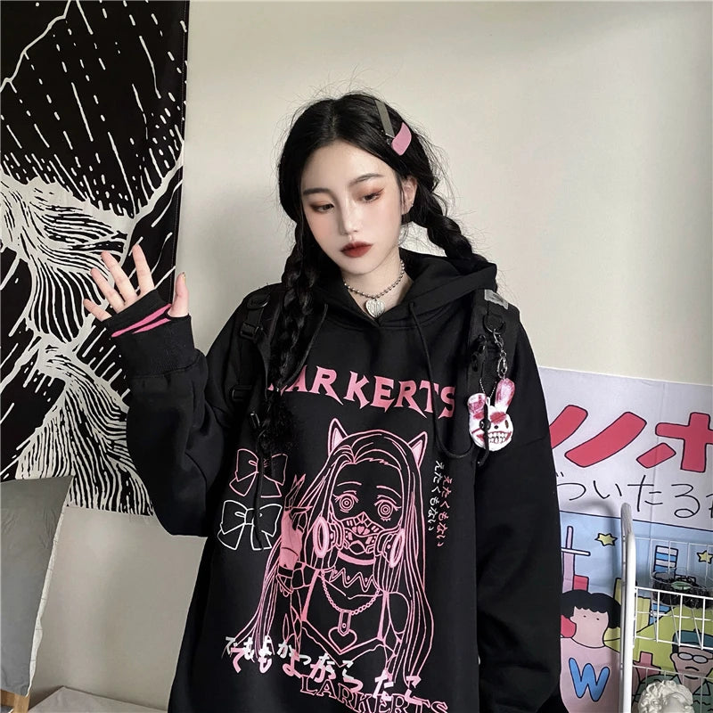 Woman Sweatshirts Kawaii Funny Cartoon Hoodies Ullzang Cute Anime Oversize