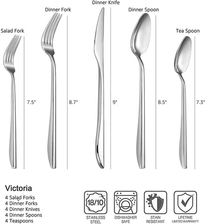 Polished Cutlery Set Modern Silverware Set 18/10 Stainless Steel Tableware