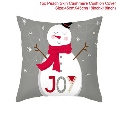 Merry Christma Decorations for Home Reindeer Santa Claus Tree Cushion Cover