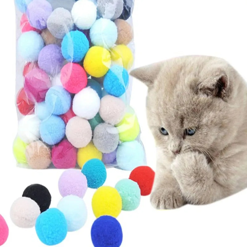 10 Pcs/Lot Cute Funny Cat Toys Stretch Plush Ball Soft Colorful