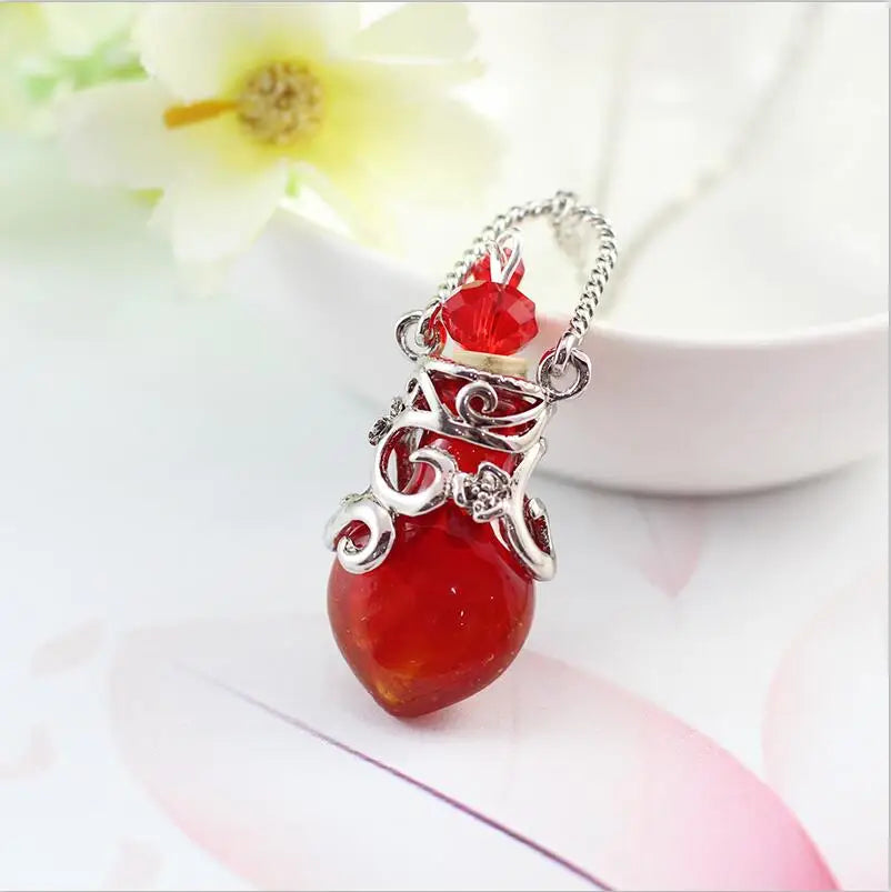 1PC Murano Glass Perfume Necklace Small Heart Essential Oil Bottle Pendants