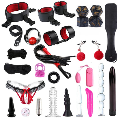 Sex Toys for Women Men Handcuffs Nipple Clamps Whip Spanking Sex Silicone Cock