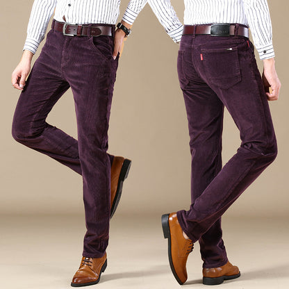 Mens Corduroy Long Pants Winter Thicken Warm Casual Men's Trousers