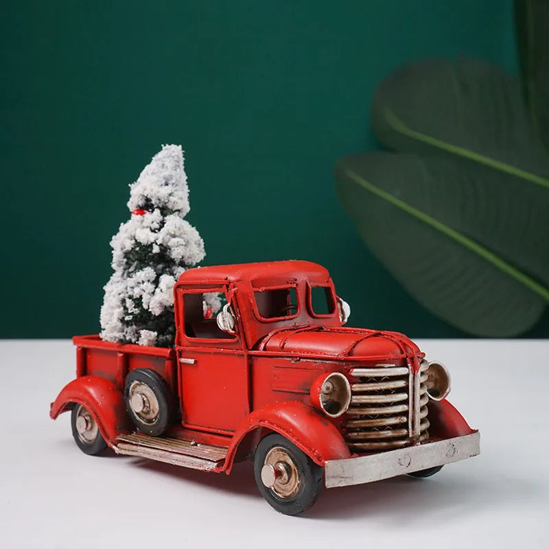 Miniature Model of Metal Truck With Christmas Tree Christmas Gift Christmas