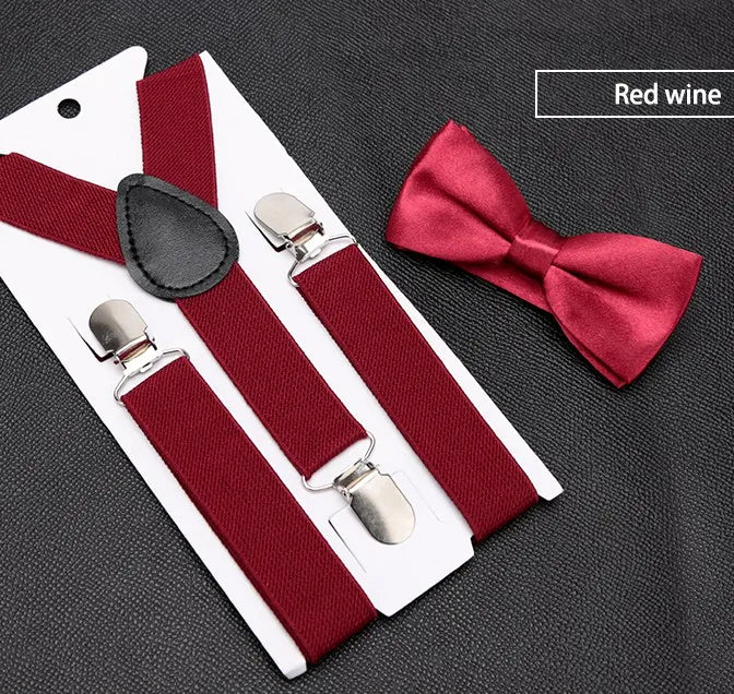 Kids Suspenders With Bowtie Fashion Children Bow Tie Set Boys Suspenders