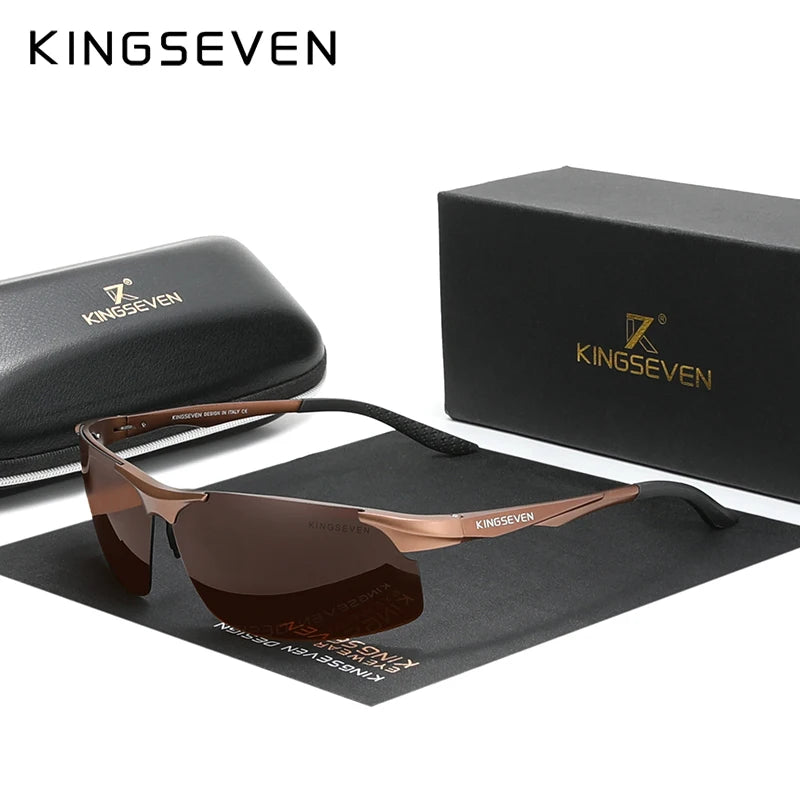 Genuine KINGSEVEN Polarized Men Aluminum Sunglasses Driving Mirror Lens